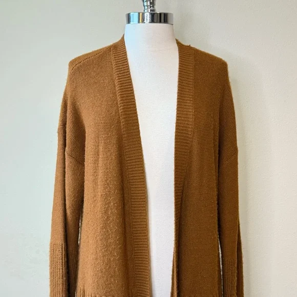 SANCTUARY Rust Long Cardigan Size Large Open Pockets - Picture 3 of 10